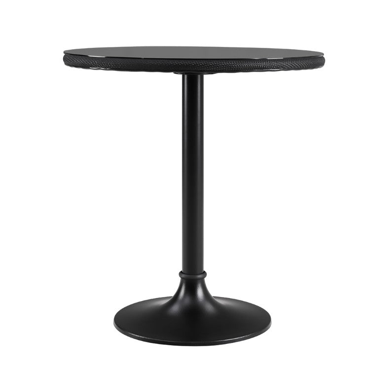 EuroStyle Erlend Outdoor Glass Top Bistro Table with Mesh Panel and Cast Iron Base 90402BLK-KIT