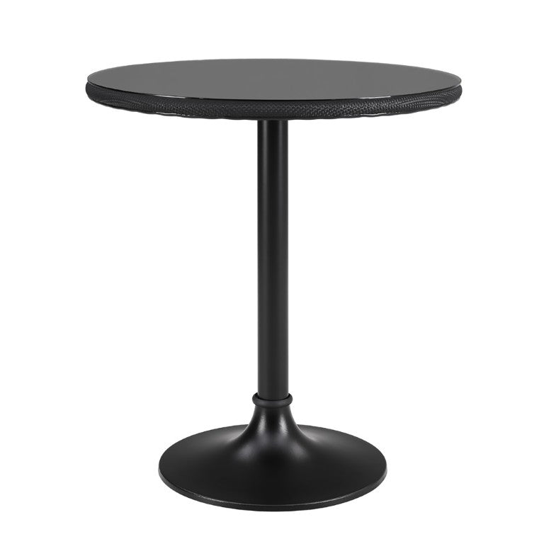 EuroStyle Erlend Outdoor Glass Top Bistro Table with Mesh Panel and Cast Iron Base 90402BLK-KIT