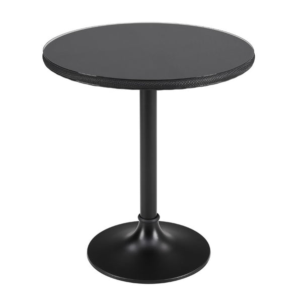 EuroStyle Erlend Outdoor Glass Top Bistro Table with Mesh Panel and Cast Iron Base 90402BLK-KIT