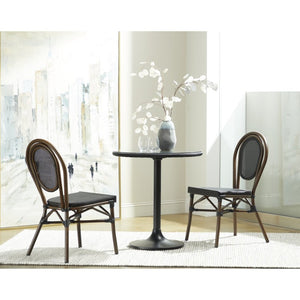 EuroStyle Erlend Outdoor Glass Top Bistro Table with Mesh Panel and Cast Iron Base 90402BLK-KIT