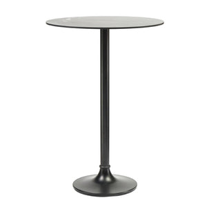 EuroStyle Jannie Round Outdoor Bar Table Marble Top Matte Black Cast Iron Base Patio Bistro 90403BLK-KIT