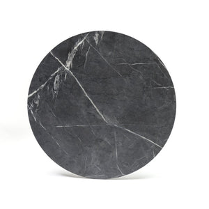 EuroStyle Jannie Round Outdoor Bar Table Marble Top Matte Black Cast Iron Base Patio Bistro 90403BLK-KIT