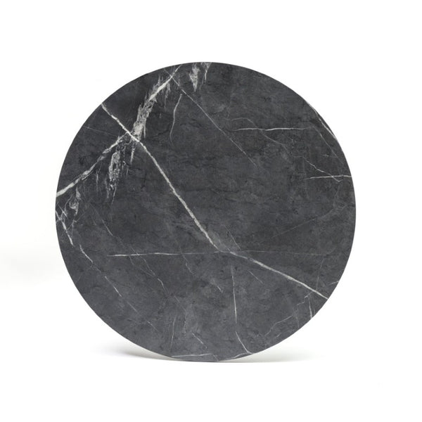 EuroStyle Jannie Round Outdoor Bar Table Marble Top Matte Black Cast Iron Base Patio Bistro 90403BLK-KIT