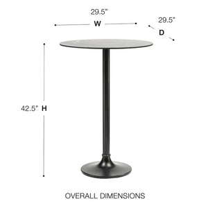 EuroStyle Jannie Round Outdoor Bar Table Marble Top Matte Black Cast Iron Base Patio Bistro 90403BLK-KIT
