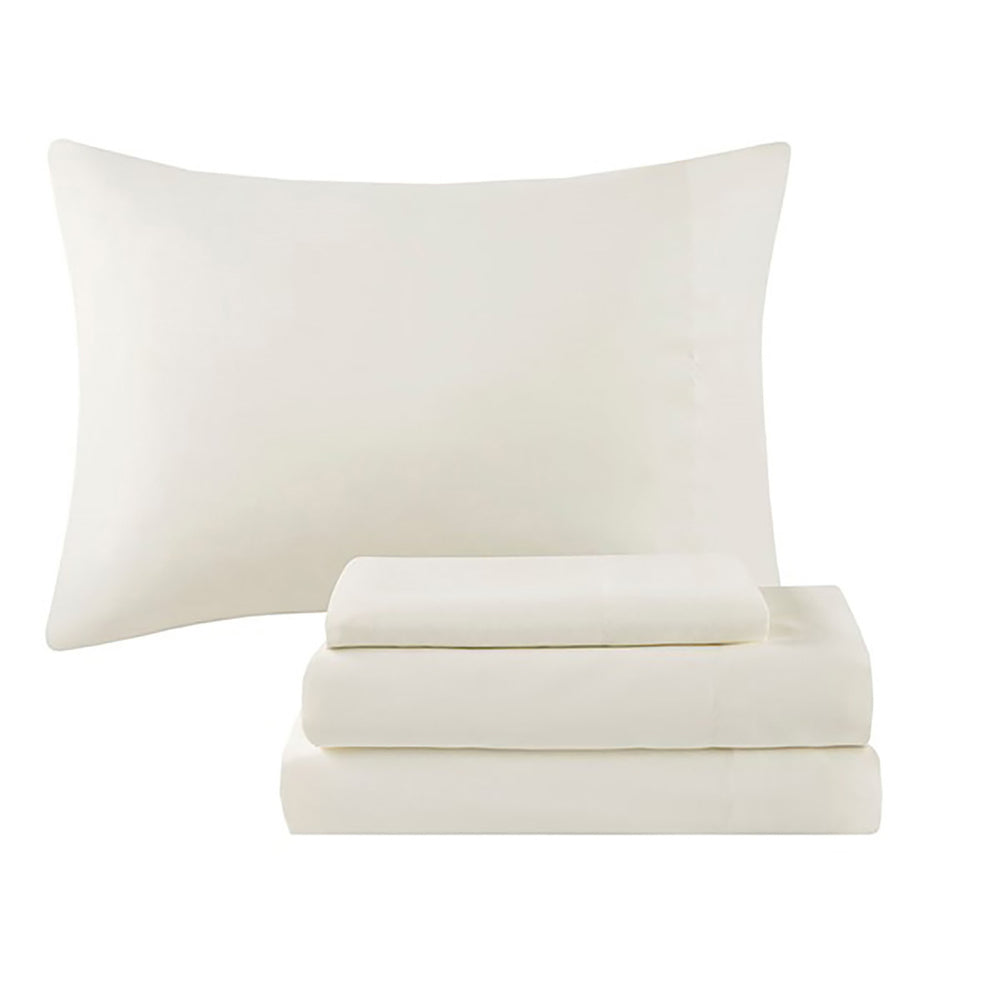 English Elm 12 Piece Comforter Set - Elegant Grey-Blue Jacquard With Cotton Sheets & Decorative Pillows King Size B03596807