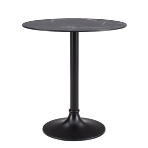 EuroStyle Jannie Round Cafe Bistro Table Marble Pattern Top Cast Iron Base Patio or Indoor Black 90409BLK-KIT