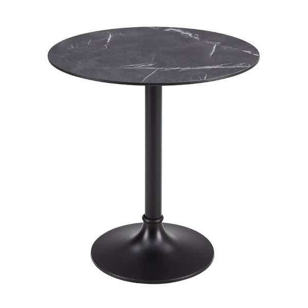EuroStyle Jannie Round Cafe Bistro Table Marble Pattern Top Cast Iron Base Patio or Indoor Black 90409BLK-KIT