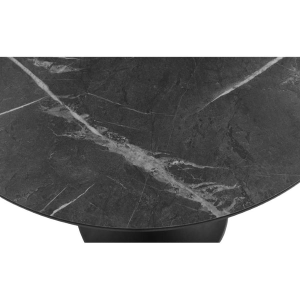 EuroStyle Jannie Round Cafe Bistro Table Marble Pattern Top Cast Iron Base Patio or Indoor Black 90409BLK-KIT