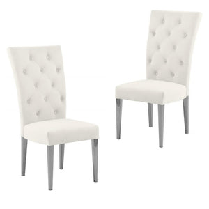 English Elm Modern Velvet Dining Chair Set Of 2 - Chic Tufted Accent Chairs With Chrome Legs For Stylish Comfort B011P353126