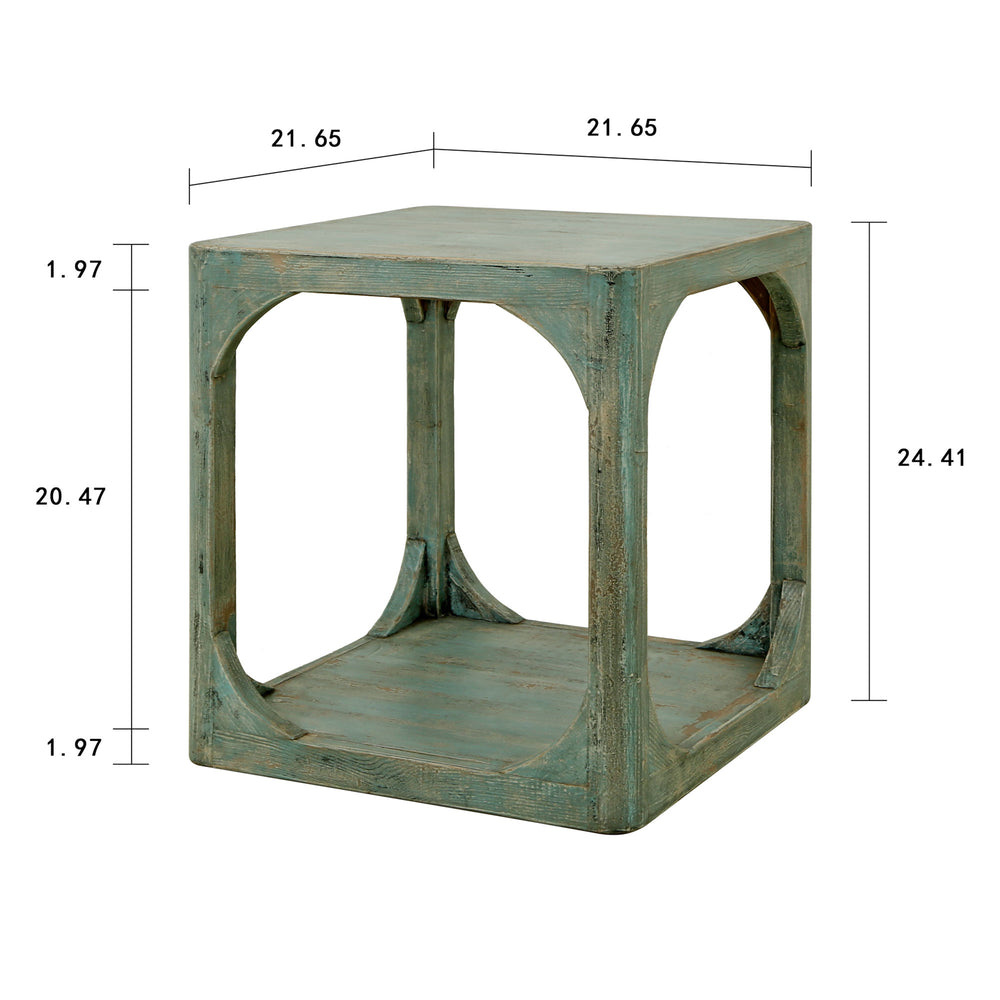 Lilys Peking Ming Side Table Weathered Soft Aqua Wash 9041