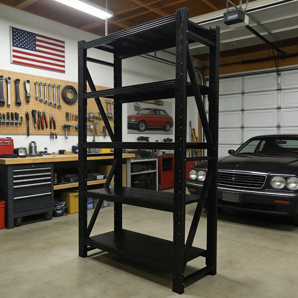 English Elm Five-tier Steel Garage Shelving Unit with Adjustable Levels and 1800 Lb Total Capacity W3752S00025