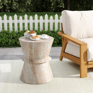 English Elm Christopher Knight Home® - Outdoor/Indoor Lightweight Concrete Side Table - Elegant Travertine Finish For Versatile Use N773P253806Z