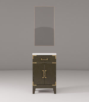 English Elm Brown Oak Single Bath Vanity With Acrylic Countertop & Mirror – Perfect For Compact Spaces! B2731S01449