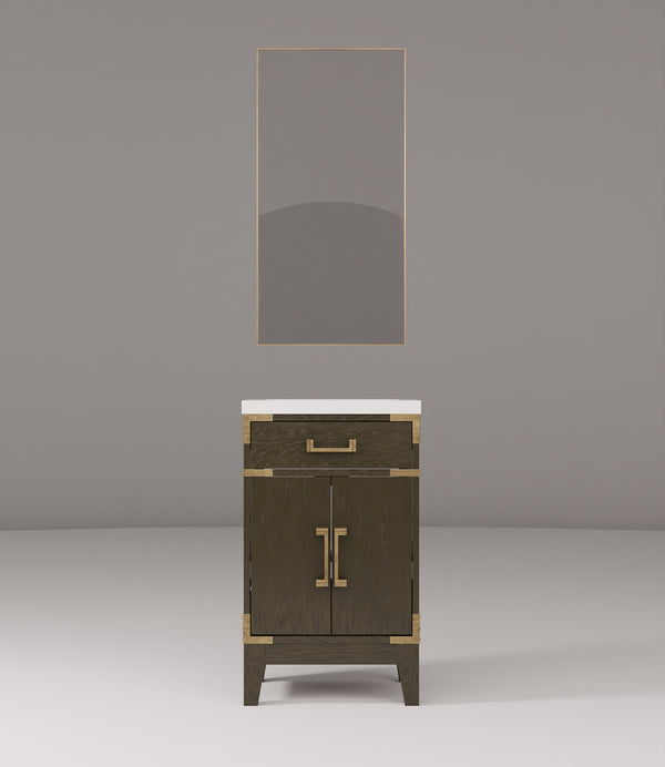 English Elm Brown Oak Single Bath Vanity With Acrylic Countertop & Mirror – Perfect For Compact Spaces! B2731S01449