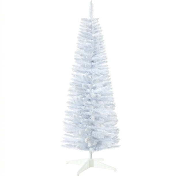 English Elm Snow Flocked Pink Pencil Artificial Christmas Tree for Entryway or Bedroom Corner T3971P414486