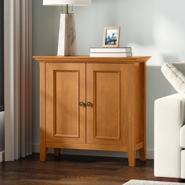 English Elm Amherst Solid Pine Storage Cabinet French Finish Transitional Style for Entryway or Living Room Brown B136P436056