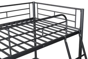 English Elm Twin Modern Loft Bed with Built-In Ladder for Space-Saving Study, Storage or Play Area, Metal Frame Black 81 L x 14 W x 8 H B2741P348863