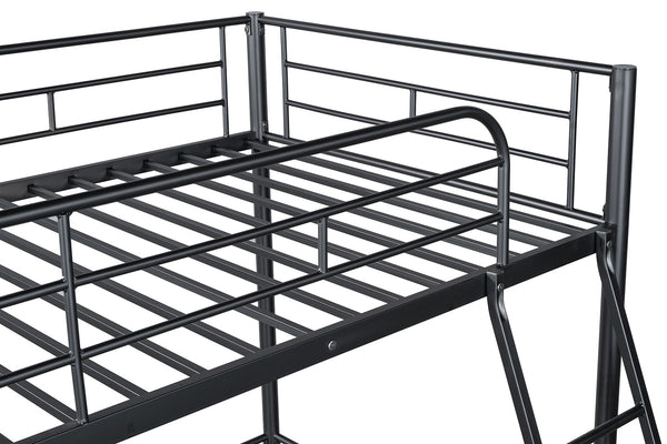 English Elm Twin Modern Loft Bed with Built-In Ladder for Space-Saving Study, Storage or Play Area, Metal Frame Black 81 L x 14 W x 8 H B2741P348863