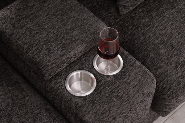 English Elm Modern Flannel Velvet Modular Sectional with Reclining Seats Usb Console Ottomans Coffee B2730S00047