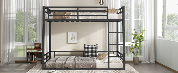 English Elm Metal Full Xl Over Queen Bunk Bed - Space-Saving Design For Teens & Adults, Durable, Noise-Free, No Box Spring! W1580S00141