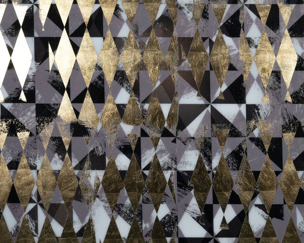 Sunpan OVERPRINT Diptych Set of 2 - 38" x 48" Modern Black Frame with Gold Leaf Accents for Luxe Decor A0320