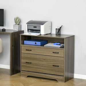 English Elm Vinsetto Charcoal Grey Lateral Filing Cabinet with Open Shelf and Letter Drawer W2225P217753