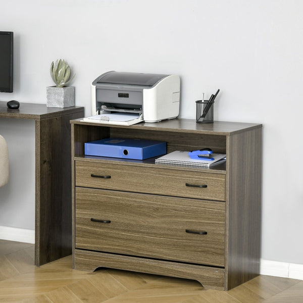 English Elm Vinsetto Charcoal Grey Lateral Filing Cabinet with Open Shelf and Letter Drawer W2225P217753