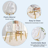 English Elm A Modern Minimalist Style Round Transparent Tempered Glass Table With Gold Metal Legs,Paired With 4 Modern Style Transparent Dining Chairs For A Luxurious Experience.