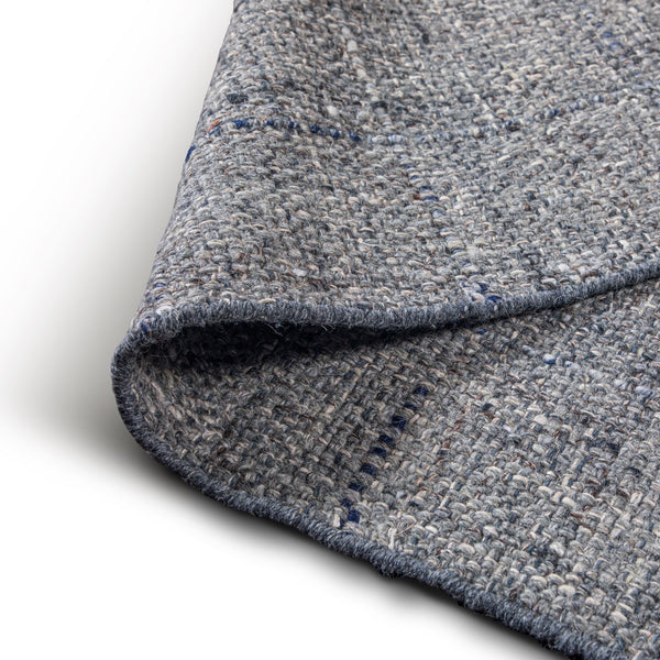 English Elm Tenney Handwoven 6x9 Wool Area Rug in Grey & Blue with Hand-Knotted Fringe, Durable 0.3" Thickness B136P188397