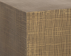 Sunpan Albans Handcrafted Iron Side Table with Burnished Brass Finish and Intricate Etched Design, 22"