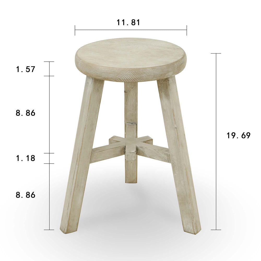 Lilys Elm Round Stool Weathered White Wash 90450110