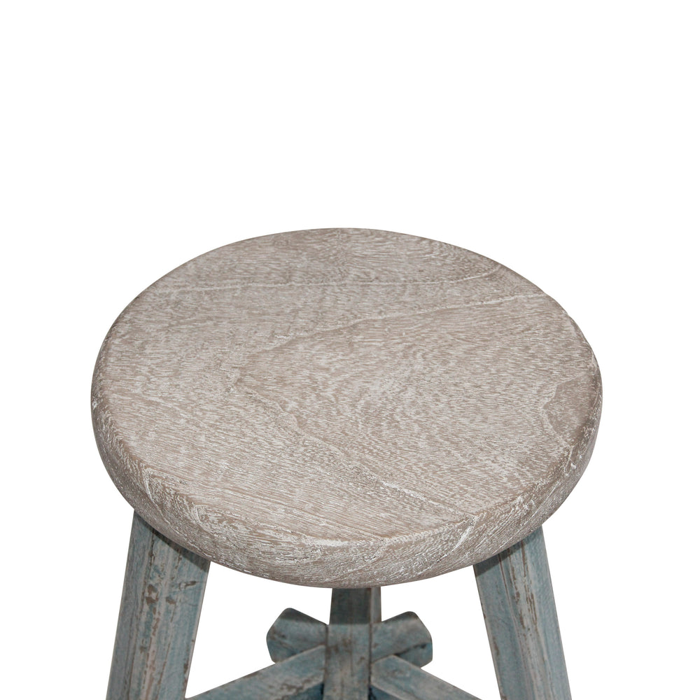 Lilys Elm Round Stool Weathered Soft Aqua Wash 90450600