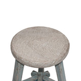 Elm Round Stool Weathered Soft Aqua Wash