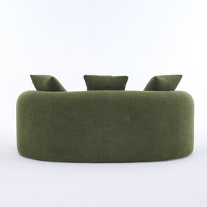 English Elm LY-025S Curved Loveseat Sofa Compact 65" chenille upholstery, 30D foam with spring core, 300lb capacity, 3 pillows, apartment-friendly Antique Green,Green W2231P292604