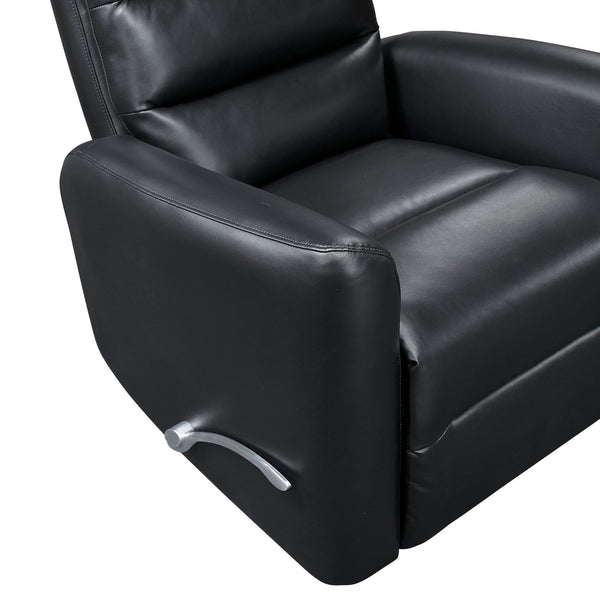 English Elm Glider Swivel Recliner Chair with Smooth Gliding Motion, Breathable Faux Leather, Luxurious Comfort and Space-Saving Design Black 34 L x 31 W x 26.5 H B011P287700