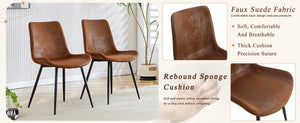 English Elm One Modern 7 Piece Dining Set 63 Inch Table Dark Wood Grain Top Brown Fabric Chairs W1151S04406