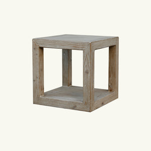 Lilys Peking Grand Framed Square Side Table Weathered White Wash 9046