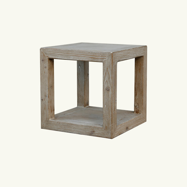 Lilys Peking Grand Framed Square Side Table Weathered White Wash 9046