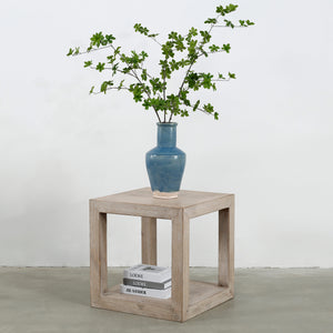Lilys Peking Grand Framed Square Side Table Weathered White Wash 9046