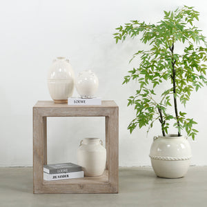 Lilys Peking Grand Framed Square Side Table Weathered White Wash 9046