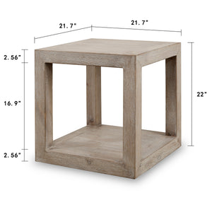Lilys Peking Grand Framed Square Side Table Weathered White Wash 9046
