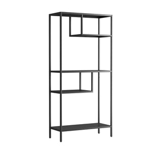English Elm Modern Cube Storage Shelf with 4 Compartments, Metal Legs Freestanding Organizer for Living Room Home Office Decor and Display — 33W x 13D x 70H T2398P286673