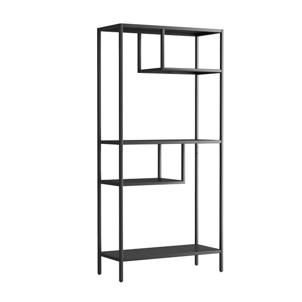 English Elm Modern Cube Storage Shelf with 4 Compartments, Metal Legs Freestanding Organizer for Living Room Home Office Decor and Display — 33W x 13D x 70H T2398P286673