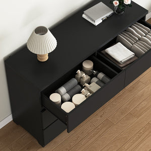 English Elm 6 Drawer Wide Chest Handleless Wood Storage Tower for Bedroom Entryway Living Room W409P334004