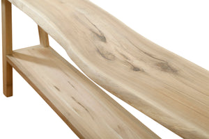 Lilys 98" Long Live Edge Walnut Wood Console Table With Shelf Natural(Size And Color Vary) 9047-XL