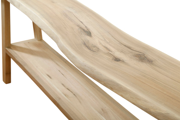 Lilys 98" Long Live Edge Walnut Wood Console Table With Shelf Natural(Size And Color Vary) 9047-XL