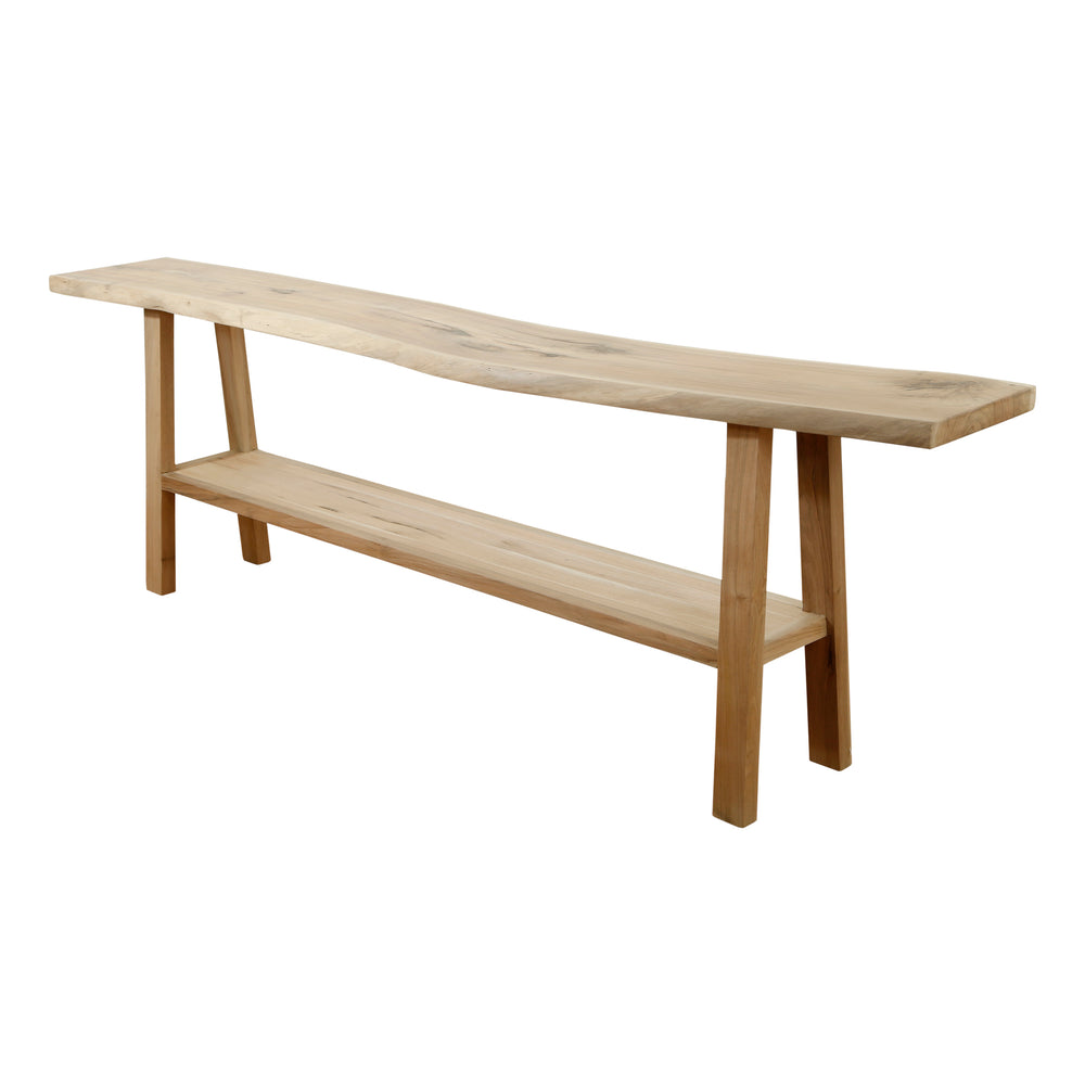 Lilys 98" Long Live Edge Walnut Wood Console Table With Shelf Natural(Size And Color Vary) 9047-XL