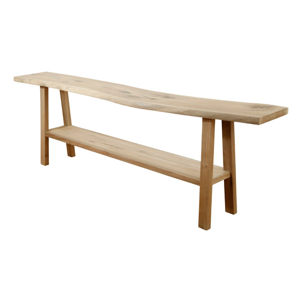 Lilys 98" Long Live Edge Walnut Wood Console Table With Shelf Natural(Size And Color Vary) 9047-XL
