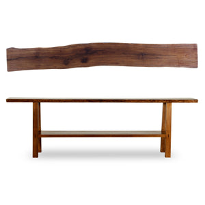 Lilys 98" Long Live Edge Walnut Wood Console Table With Shelf Dark Brown (Size And Color Vary) 9047D-XL