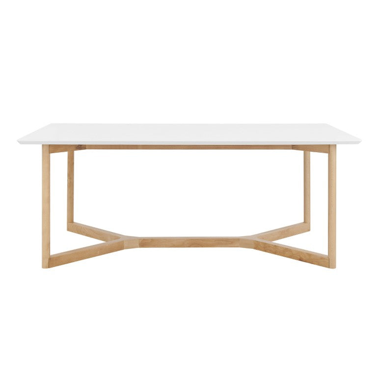 EuroStyle Aren Rectangular Dining Table Seating Eight with Beech Base and Matte White Top 90474-WHT
